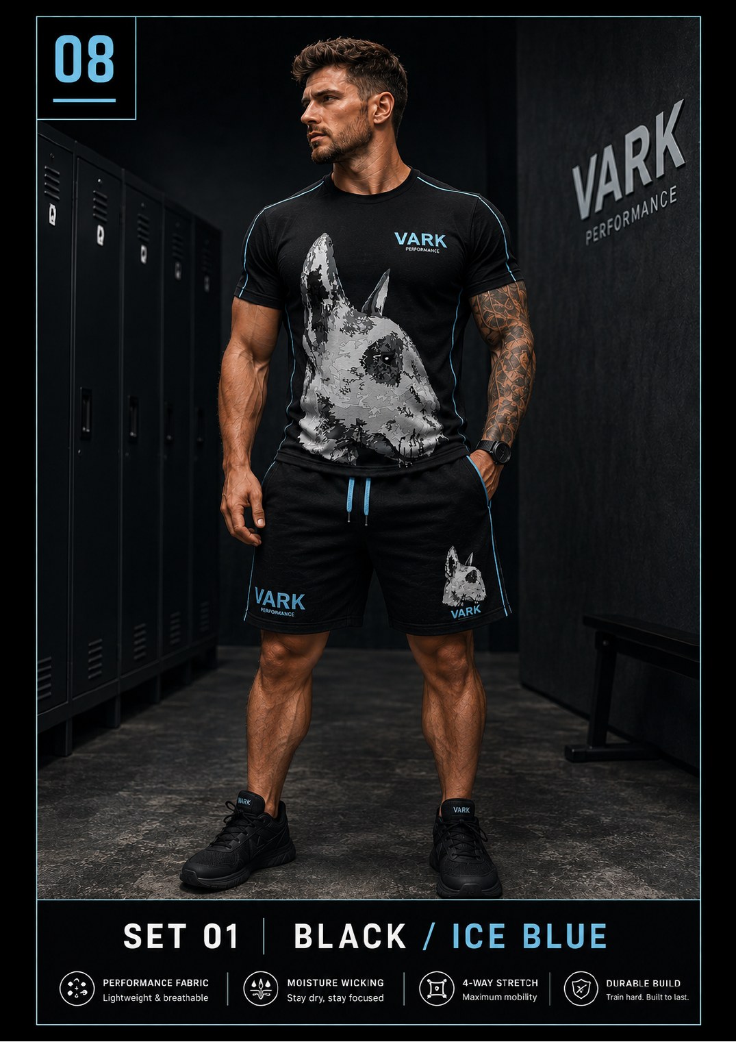 VARK men's set 01, Black / Ice Blue