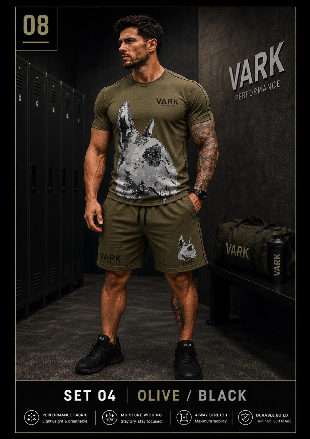 VARK men's set 04, Olive / Black