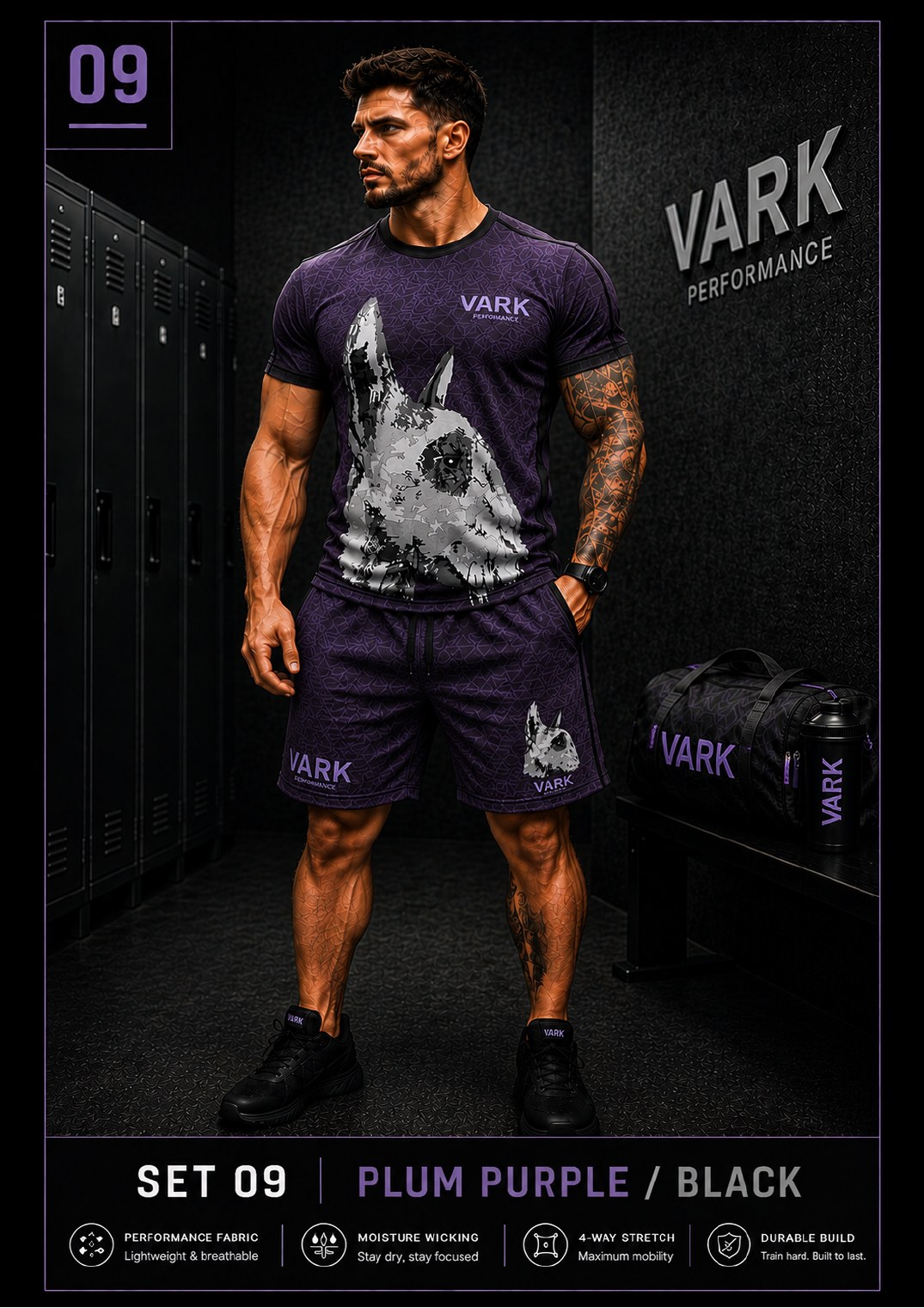 VARK men's set 09, Plum Purple / Black
