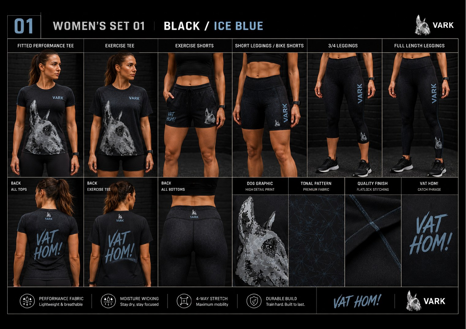 VARK women's set 01, Black / Ice Blue