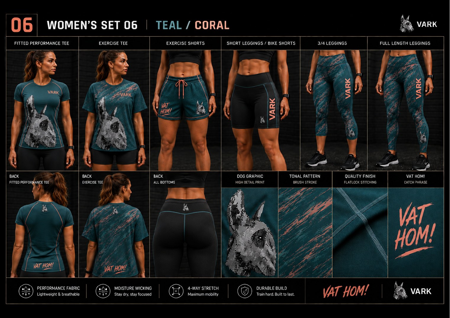 VARK women's set 06, Teal / Coral