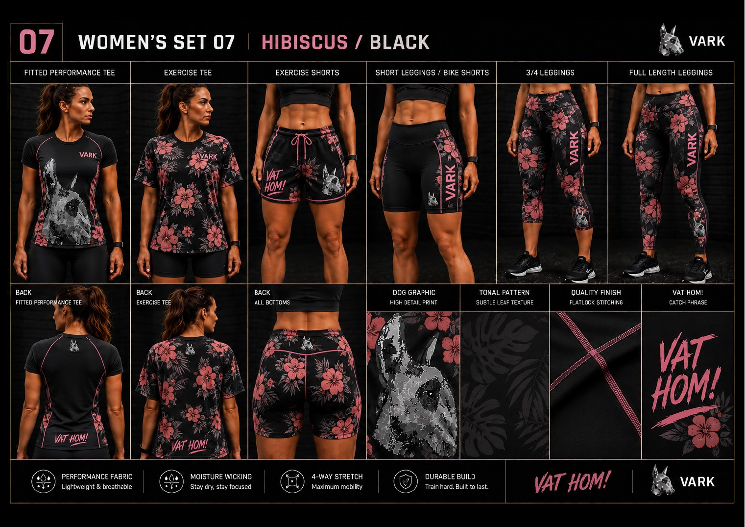 VARK women's set 07, Hibiscus / Black
